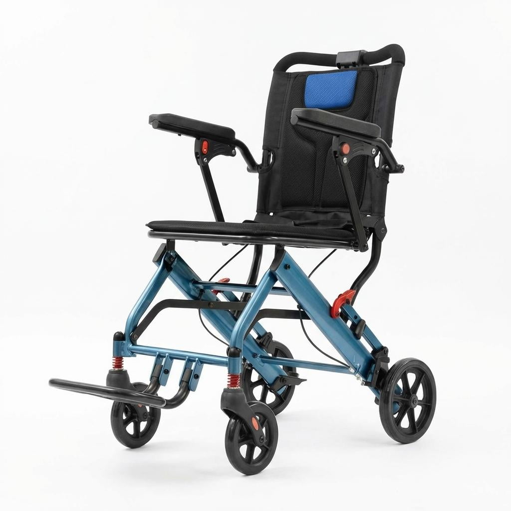 DSstyles Ultra Lightweight Elderly Wheelchair, Foldable Transport Chair with 10" Honeycomb Tires, for Travel, Hospital, Home Use