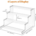 thumbnail image 4 of 1 Pack 4 Tier Clear Display Stand Risers, 12 Inch Display Shelf for Cupcake, Perfumes, Desserts, Figurines, Tool-free Assembly, Organizer and Decor for Bedroom, Bathroom, Party, 4 of 7