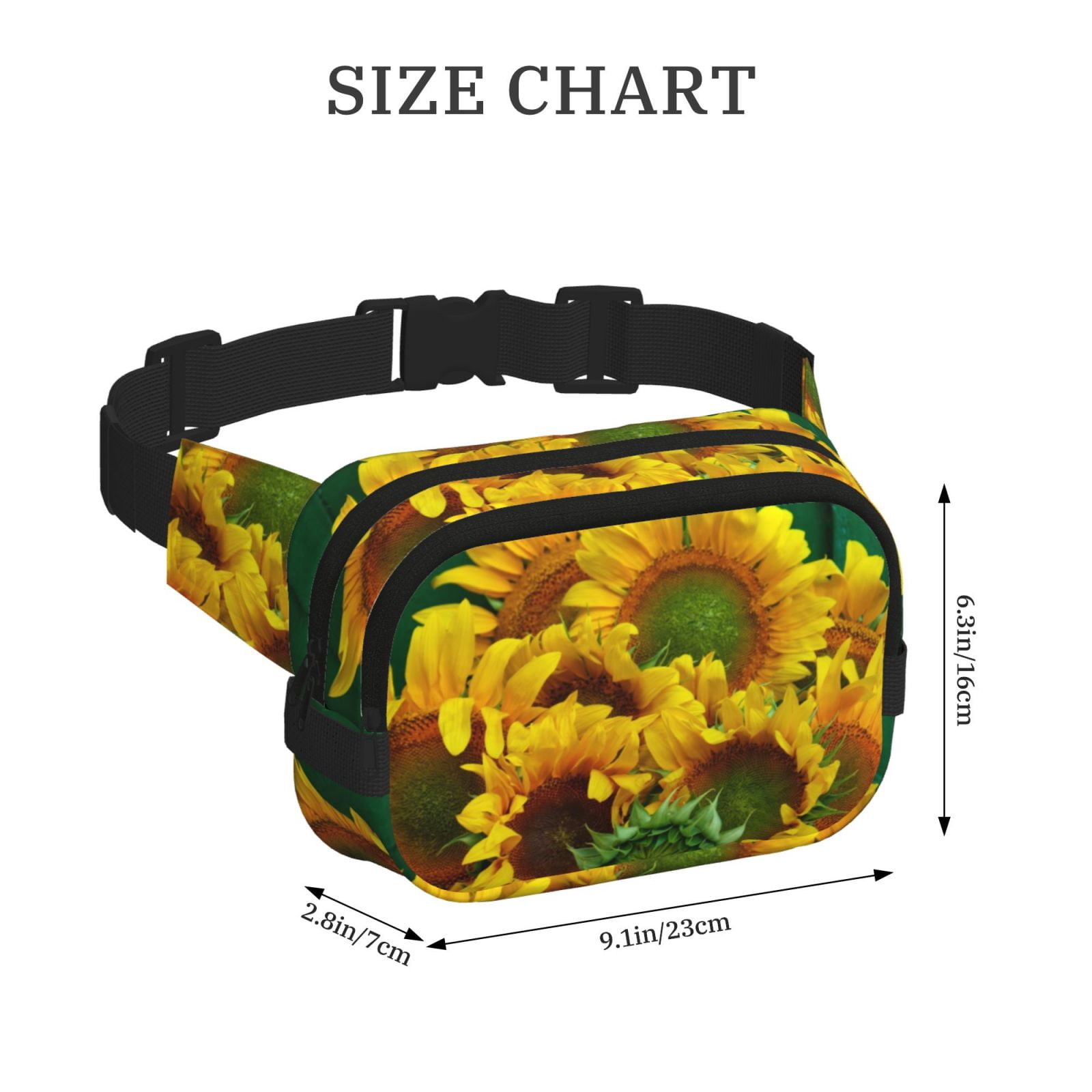 Picia Sunflowers in Bucket Print Square Double-Layer Waist Bag Mini Adjustable Waist Belt Bag Exercise Running Travel Hiking