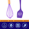 thumbnail image 3 of Juego de mini utensilios de cocina de 2 piezas: utensilios de cocina de silicona con mangos de madera, 3 of 5