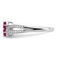 thumbnail image 4 of Auriga Fine Jewelry 14K White Gold Ruby and Diamond Floral Ring for Women Size 7, 4 of 6