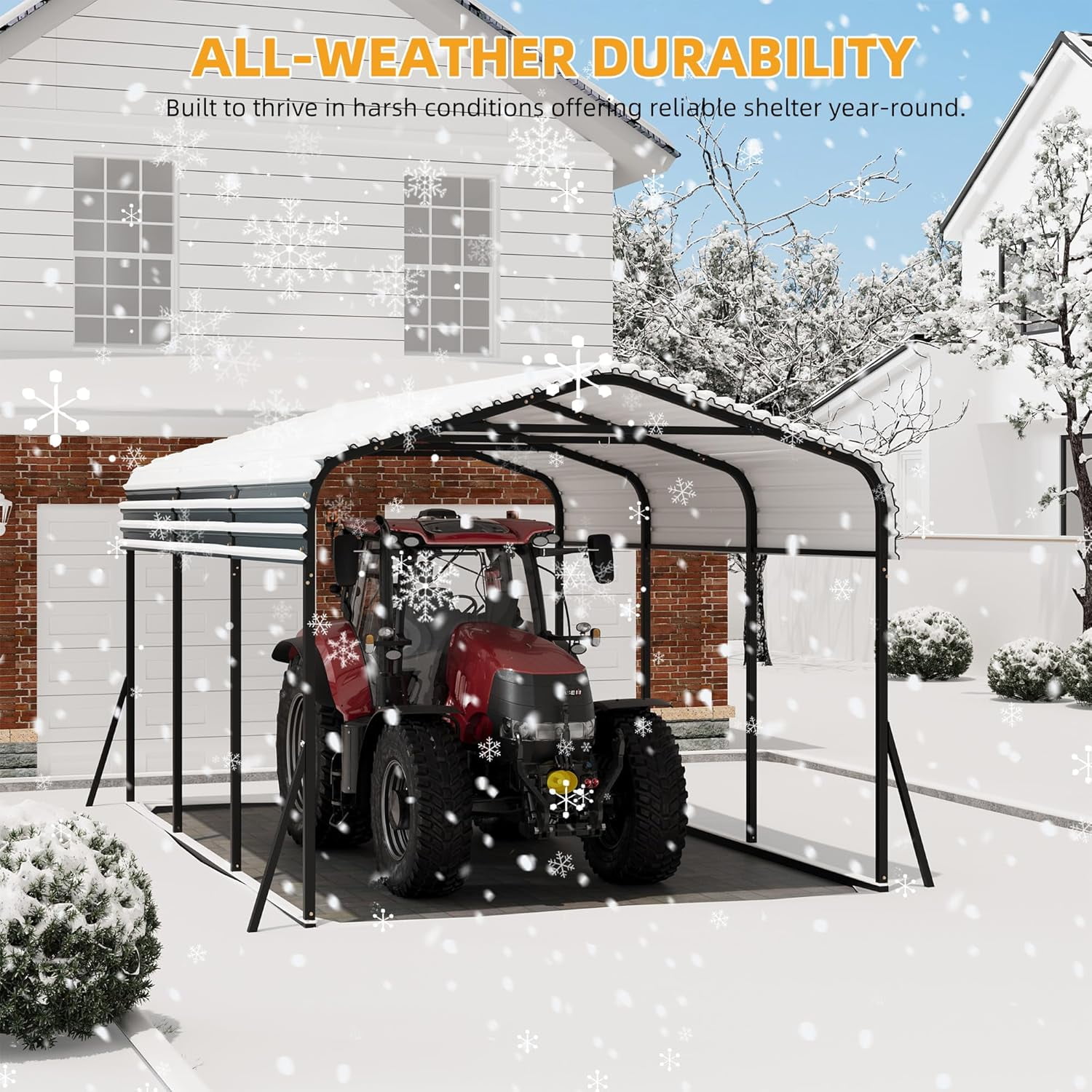 Metal Carport, 10x15 FT Outdoor Carport Canopy with Reinforced Base and Galvanized Steel Roof, Heavy Duty Garage Car Shelter Shade for SUV, Truck, Boats