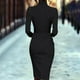 thumbnail image 5 of mfyjkho Vestidos midi para mujer, Vestidos de mujer de manga larga, lisos, con escote en V y cinturón. Vestidos de otoño xxl, 5 of 8