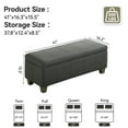 thumbnail image 6 of 41'' Faux Leather Storage Ottoman Bench, Rectangle Upholstered Storage Bench with Wooden Legs, Stitch Tufted Bench with Storage for Bedroom, Living Room, Entryway, Dark Grey, 6 of 9