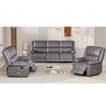 thumbnail image 3 of AECOJOY 3 Pieces Recliner Sofa Set with Massage Heated Function, Home Theater Seating Leather Couch Set with Side Pockets, Gray, 3 of 8