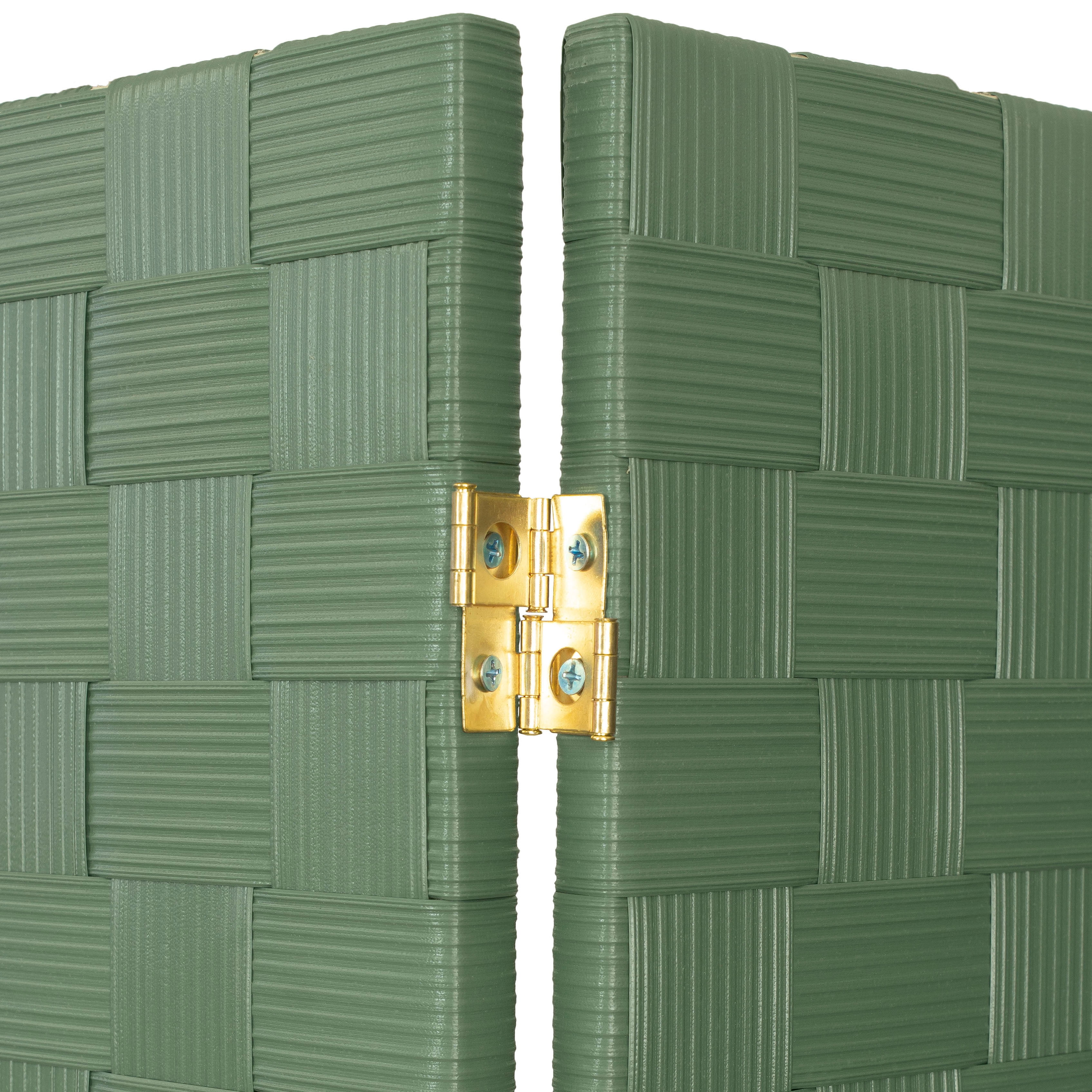 Red Lantern 4 ft. Short Woven Fiber Outdoor All Weather Folding Screen - 6 Panel - Green