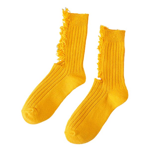 Calcetines de tripulación con agujeros rasgados desgastados de mendigo para mujer medias de monopatín fluorescentes acanaladas