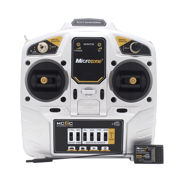 Microzone MC6C 2.4GHz 6CH Remote Controller Mode 1 and MC6RE Receiver System for RC Airplane Drone Multirotor Helicopter Car Boat