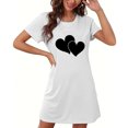 thumbnail image 4 of yillto Women Nightgown Short Sleeve Sleepshirt Crewneck Heart Graphic Sleepwear Nightshirts Pajama Dress, 4 of 5