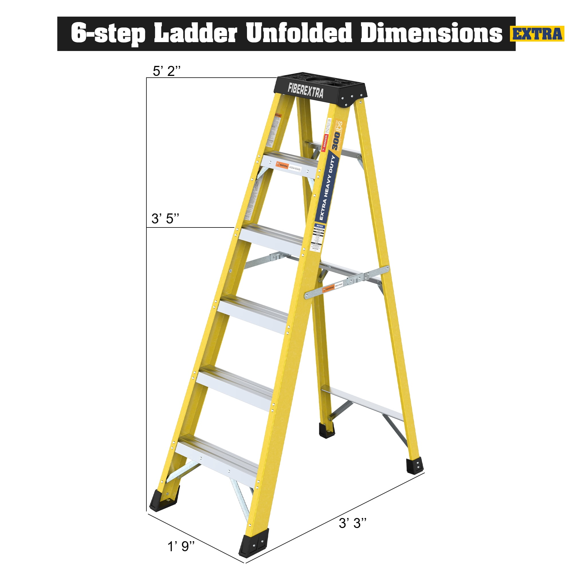 Fiberglass Reinforced Single Side Ladder, Lightweight Non-Conductive Access Ladder 6 Step