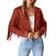 thumbnail image 2 of Abrigo PRETTYGARDEN para Mujer con Flecos, Cropped, Imitación Gamuza, Talla M, 2 of 9