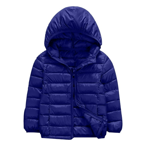 Povozer Boy and Girls Coat Winter Lightweight Jackets Hooded Outerwear(Dark Blue,8-9 Years)
