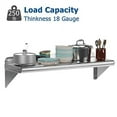 thumbnail image 4 of Stainless Steel Wall Shelf with Adjustable Backsplash & Brackets, Heavy-Duty Floating Metal Shelving for Kitchen, Garage and Utility Room, 4 of 9