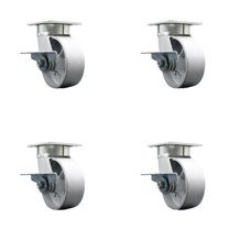 5 Inch Kingpinless Semi Steel Wheel Swivel Caster Set with Brakes Service Caster