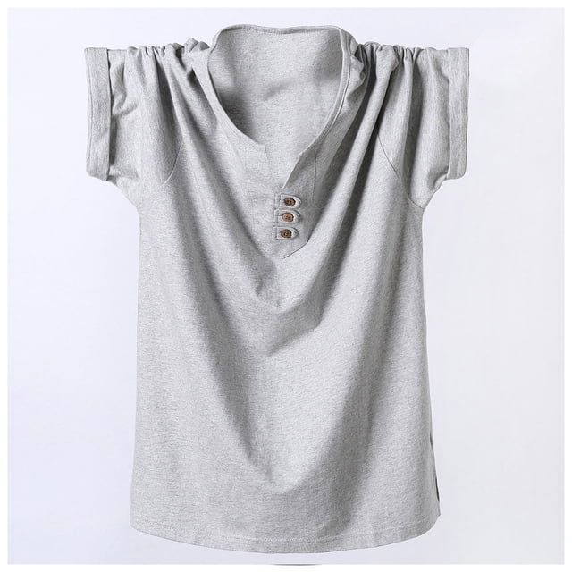 pstuiky camisetas de hombre, Camisa de manga corta para hombre, color liso, 3 botones, cuello alto ropa de hombre xxxxxxxxl