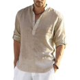 thumbnail image 2 of Camisa de lino de manga larga para hombre, camisa informal de algodón y lino, top S-5xl, 2 of 4