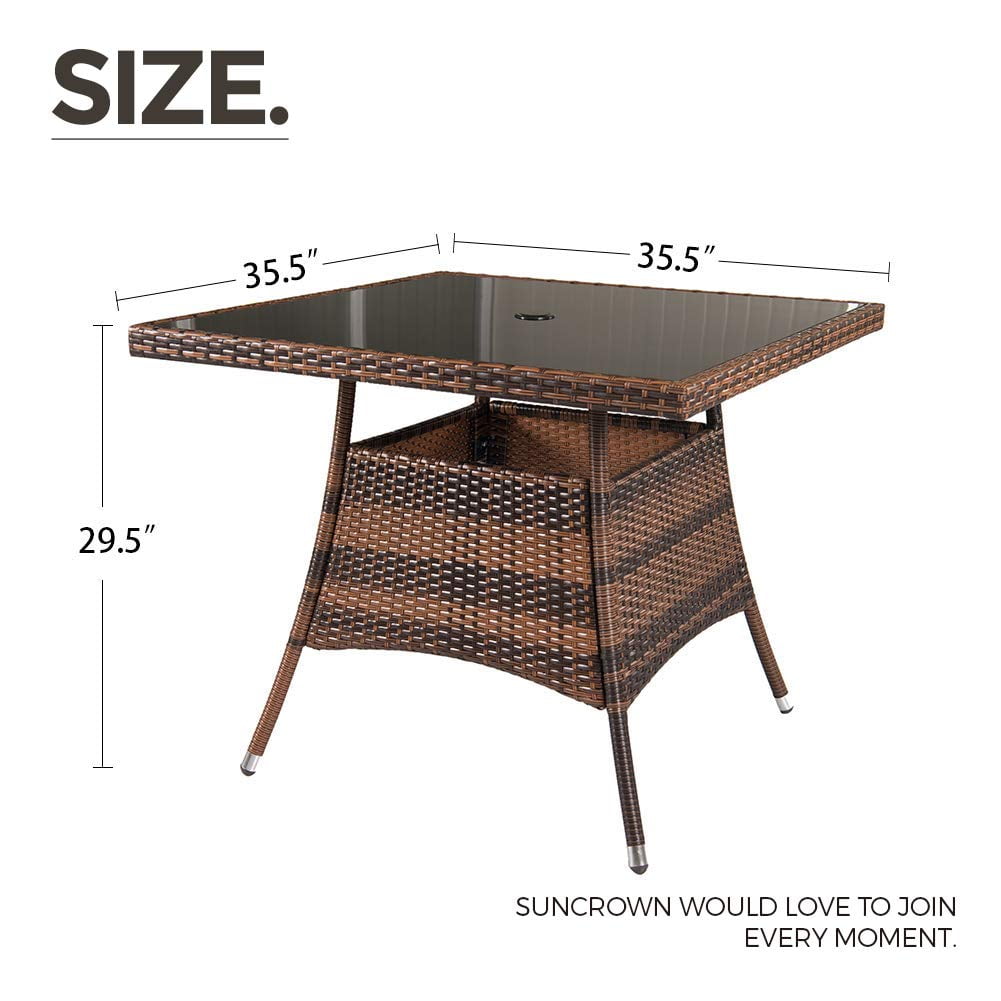 Suncrown Outdoor Dining Set Brown Wicker Furniture 5 Piece Square Suncrown Outdoor Dining Set Brown Wicker Furniture 5 Piece Square Table And Chairs W Washable Cushions Patio Backyard Porch Garden