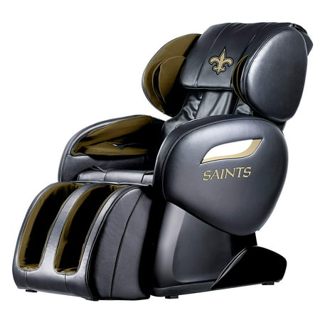 NFL New Orleans Saints Electric Full Body Shiatsu Massage Chair Foot Roller Zero Gravity w/Heat