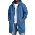 thumbnail image 2 of Mens Long Hoodies Full Zip Fleece Lined Long Sleeve Drawstring Hooded Cardigan Jacket Open Front Sweatshirt, 2 of 8