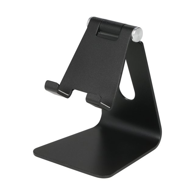 Generic Compact 270° Rotatable Aluminum Alloy Phone & Tablet Stand - Portable, Foldable, and Universal with Anti-Slip Silicone Cushions, Black