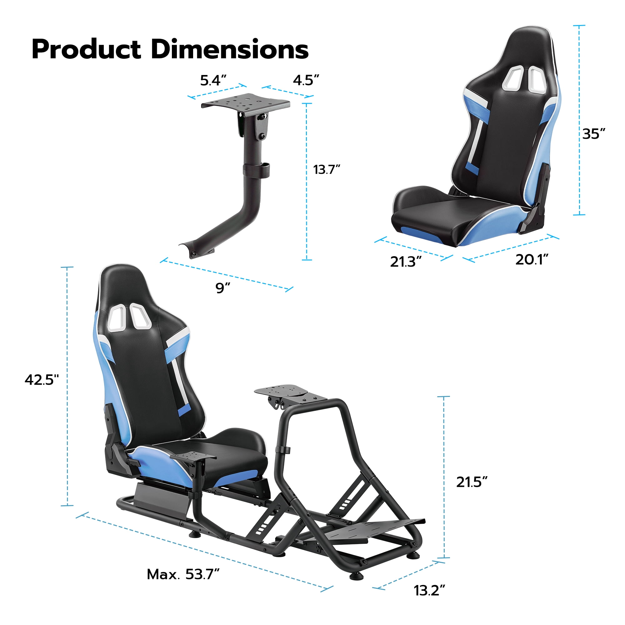 ARES WING Racing Simulator Cockpit with Seat, Adjustable Sim Racing Cockpit Compatible with Logitech, Thrustmaster, Fanatec, Moza, for PS5, PS4, Xbox and PC, Blue