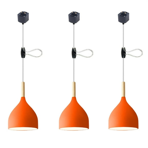 JLOWCO 3 Pack Adjustable Height H Type Track Lighting Pendants Ceiling Lights for Dining Room Led Orange Lights Pendant Lights Kitchen Island (LED Bulb Include)