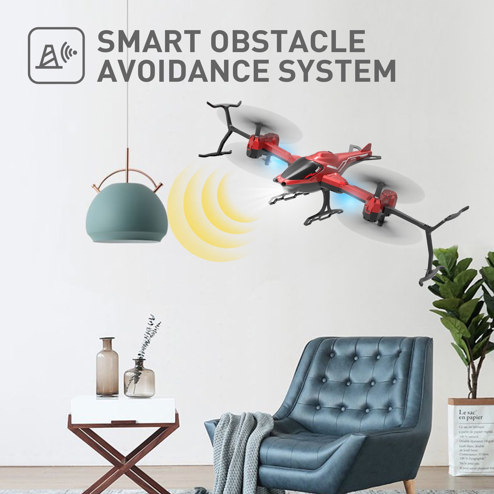 Helicopter Drone for Kids Adults, Wefone Toys with 3D Stunt Flips, Headless Mode, 3 Batteries, Red