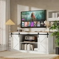thumbnail image 5 of Furmax 65 inch TV Stand Entertainment Center with Sliding Barn Doors and Storage,White, 5 of 9