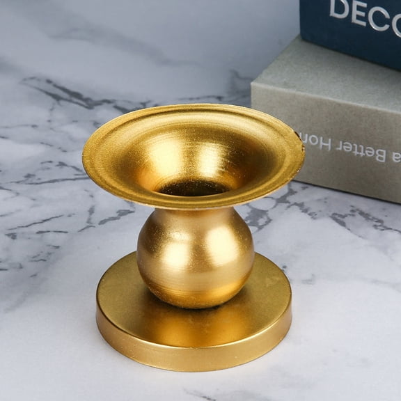 ibasenice American Style Iron Candle Holder, 1Pc Golden Desktop Candlestick Stand, Simple and Elegant Design
