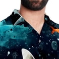 thumbnail image 5 of Starry Shark Men's Button Down Casual Hawaiian Print Short Sleeve Summer Beach Shirt, 5 of 6