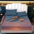 thumbnail image 6 of Jiueut Turtle Lantern Pattern Queen Size Bed Sheet Set, 3 Pieces Fitted Sheet with 9.8" Deep Pocket 2 Comfortable Pillow Cover Bedroom Decoration with Elastic Band, 6 of 7