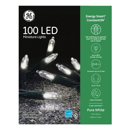 GE Energy Smart Colorite Miniature LED 100-Light Set Holiday, Party, Christmas, Pure