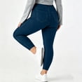 thumbnail image 4 of LEAVINGSUO Stretchy Jeans for Women Plus Size Elastic Waist Pocket Full Length Denim Pant Blue XL, 4 of 7