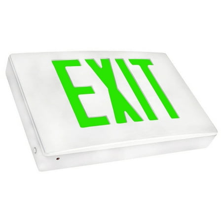 Cast Aluminum LED Exit Sign - Green Lettering, White Housing, White Face