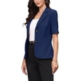 thumbnail image 4 of INSPIRE CHIC Blazer for Women's Short Sleeve Lapel Open Front Business Work Casual Suit Jackets with Pockets M Dark Blue, 4 of 6