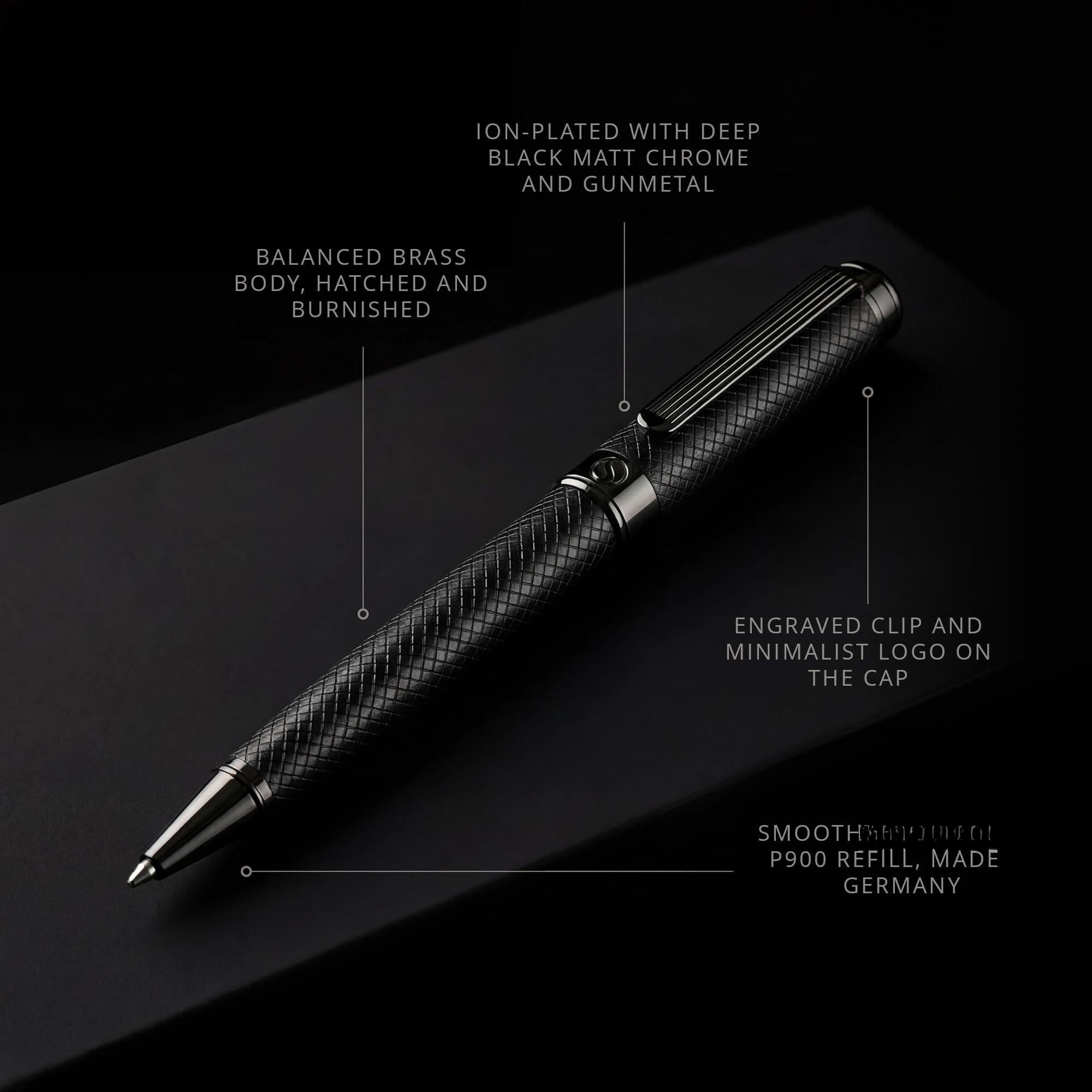 All Black Ballpoint Pen -stunning Luxury Metal Matt  Schmidt Refill Gift Set For Men & Women Professional Executive Office Nice Fancy Designer Pens