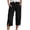 AW23-Black, variant on Womens Capri Pants Cotton Linen Drawstring Elastic Waist Split Hem Dressy Casual Summer Cropped Pant Loose Comfortable Lounge Trouser Wine L