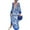 Blue, variant on Fashnice Women Maxi Dresses V Neck Dress Long Sleeve Loose Autumn Rose Red M