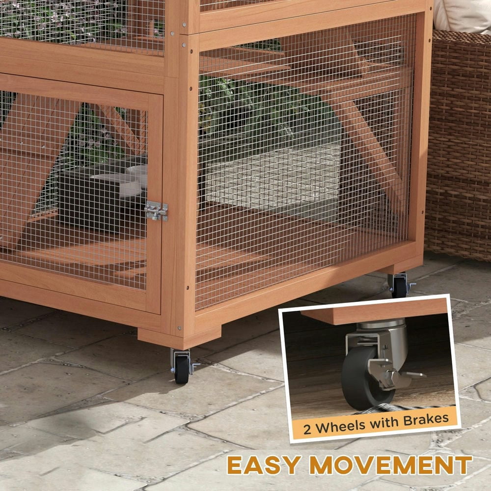 Spaco Cage, Outdoor Cat Enclosure House on Wheels with Hammock, Orange