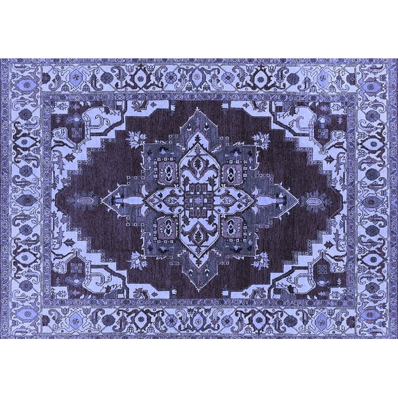 Ahgly Company Indoor Rectangle Oriental Blue Industrial Area Rugs, 7' x 9'