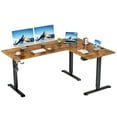 thumbnail image 4 of Homall 63in Wide L-shaped Electric Sit-Stand Desk Lifting Range 28~46in Height Gear Memory Ergonomics Standing Desk Height Adjustable Computer Desk, Brown, 4 of 7
