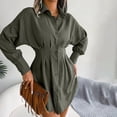 thumbnail image 5 of LYXSSBYX Long Sleeve Dresses Fashion Women Casual Solid V-Neck Long Sleeve Loose T-Shirt Autumn Blouse Button Tops, 5 of 8