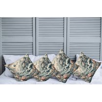 Ambesonne Abstract Nature Throw Pillow Cover Pack of 4, Blooming Forest, 4 Pcs-36" x 16", Blush Dark Slate Blue