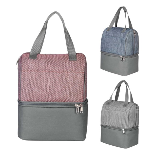 Paquete 30 piezas Lonchera con doble compartimento térmico gris 24 x 30 x 14.5