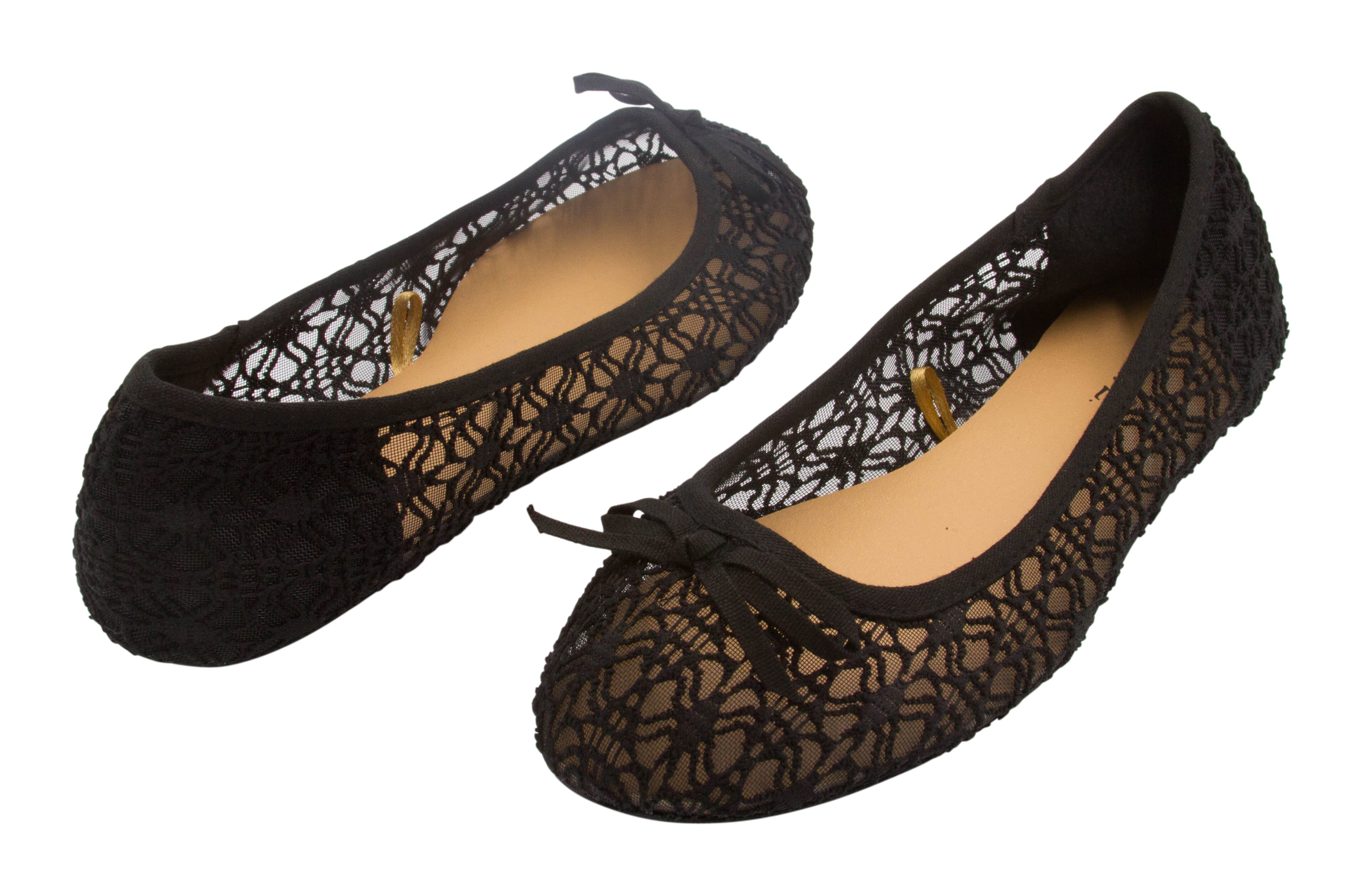 Women Shoes Crochet Rinestone Flat Lace Mesh Slip On Ballet Ballerina Round Toe
