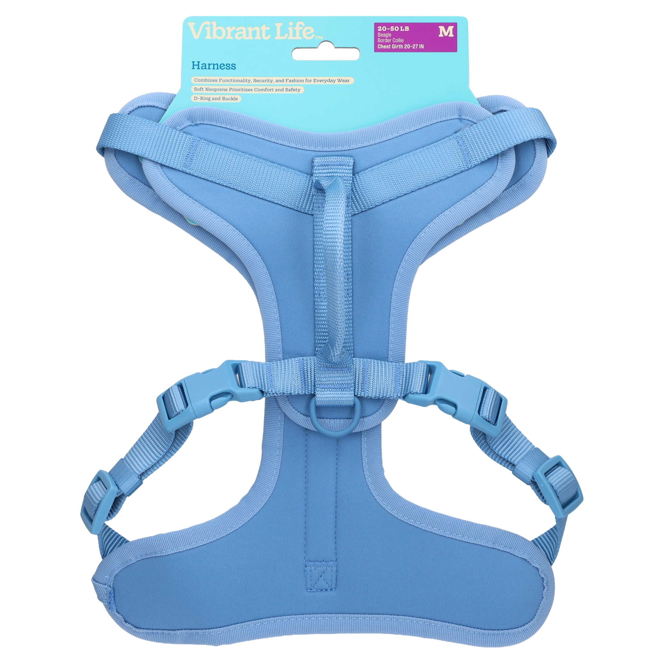 Vibrant Life Neoprene Comfort Control Dog Harness, Soft Blue, Medium