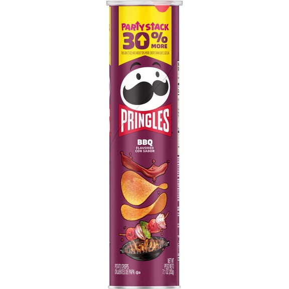Pack Of 3 Pringles BBQ Potato Crisps Chips - Party Stack, 7.1 oz (Package May Vary)