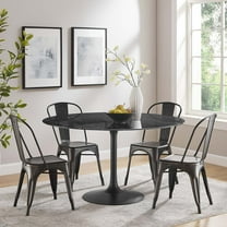 Modway Lippa 54" Round Artificial Marble Dining Table in Black Black