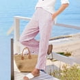 thumbnail image 2 of Casual Pants for Women Drawstring Side Button Straight Leg Summer Pants with Pockets, 2 of 5