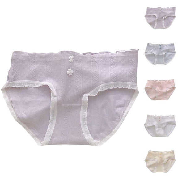 Bxsruta Teen Girls Cotton Mid Waist Briefs Breathable Full Coverage Panties Antibacterial Lining